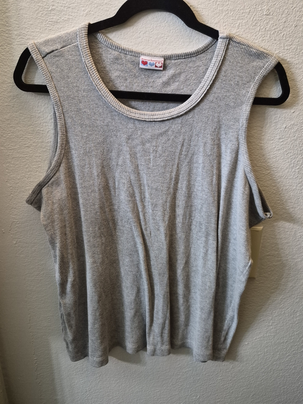 Ribbed Scoop Tank Top - Heather Gray